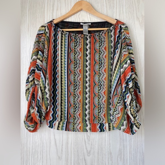 Alberto Makali Women’s Multicolor Boat Neck Blouse Size Medium EUC - Picture 1 of 3